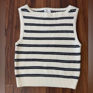 Song of Style Aimee Song Medium Preppy White Navy Knit Tank Striped Sweater